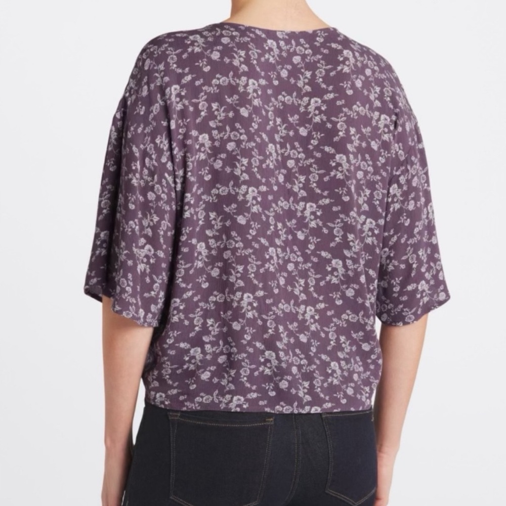 LUQ Rhee Tie Front Top in Purple, Size Small - Picture 2 of 6